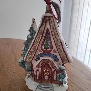 Blue Sky Clayworks WINTER WOODLAND CHURCH Tea Light Candle Holder Christmas NEW